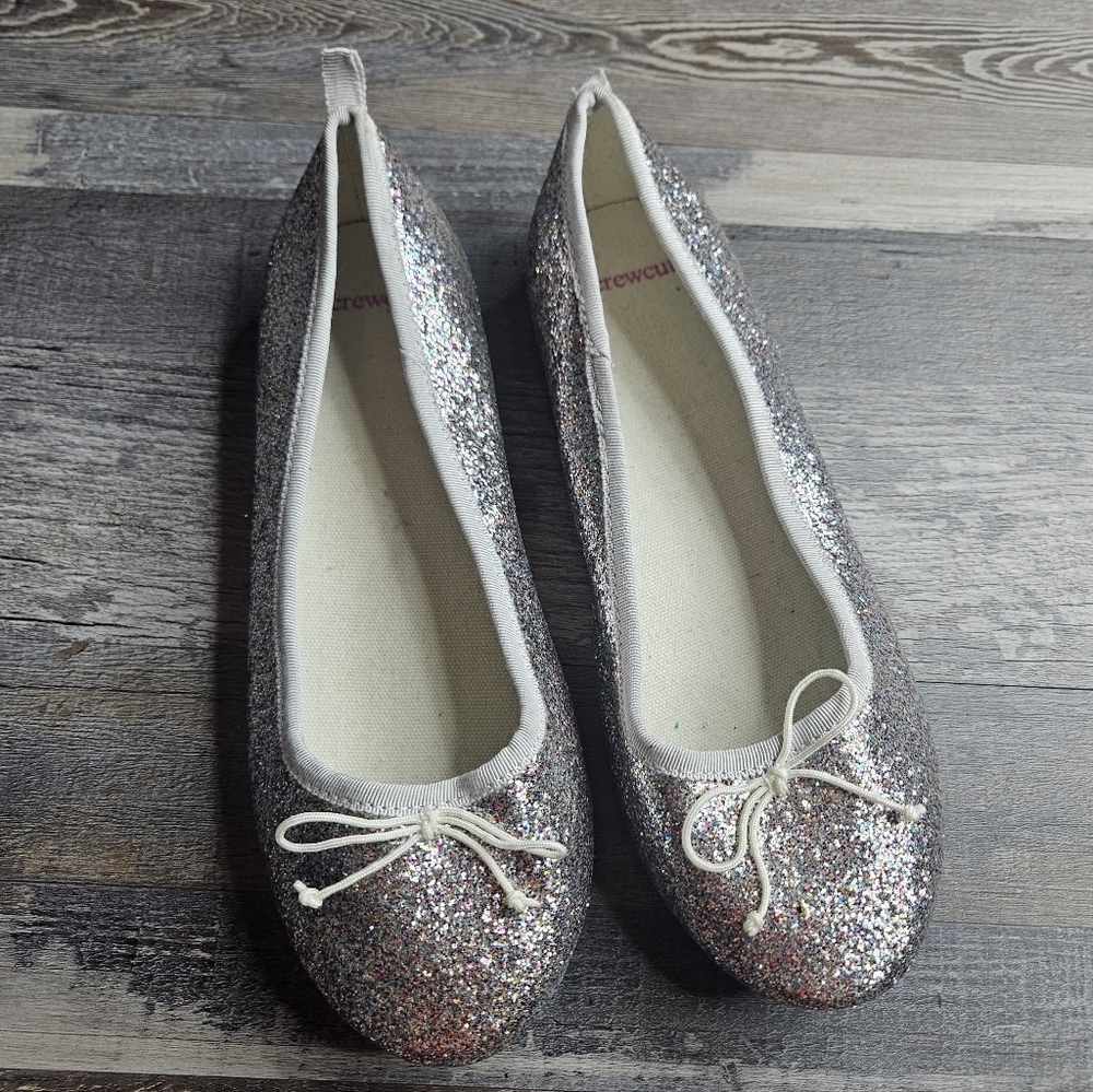 CrewCuts By J. Crew Girl's Ballet Flats Silver Glitter Size 5 Youth Girls